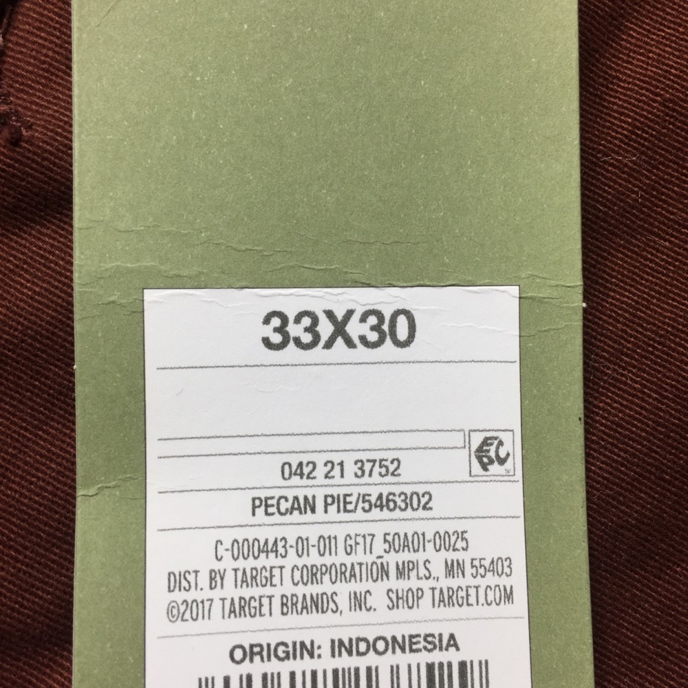 NWT Slim Fit Hennepin Chino Pant 33 x 30 Red Brown - Picture 8 of 11